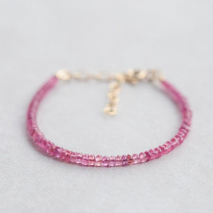 Pink Sapphire bracelet | dainty sapphire jewelry | Micro faceted pink sapphire | genuine pink sapphire | dainty AAA pink sapphire #0160
