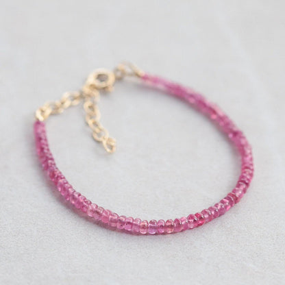 Pink Sapphire bracelet | dainty sapphire jewelry | Micro faceted pink sapphire | genuine pink sapphire | dainty AAA pink sapphire #0160