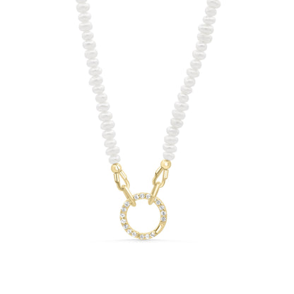 Freshwater Pearl carabiner necklace | Freshwater Pearl necklace | [ENPP1323] Genuine Pearl necklace | Boho freshwater pearl necklace