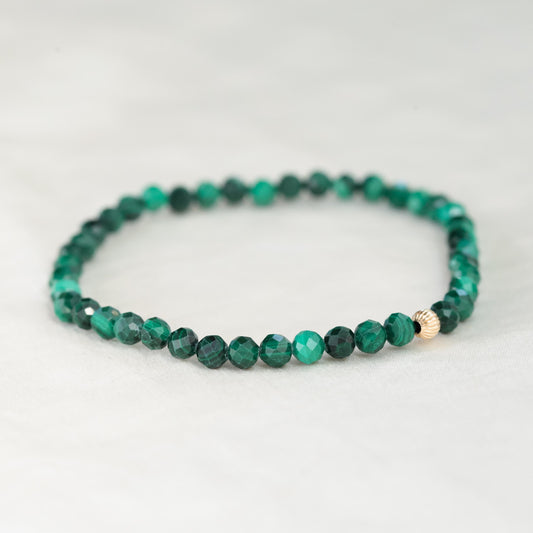 Faceted Malachite Bracelet - 14K