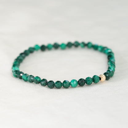 14K GOLD bead Dainty Malachite Bracelet, [EBMP1089] [EBAM1972]Faceted Malachite Bracelet | Malachite 4mm faceted, Malachite stacking