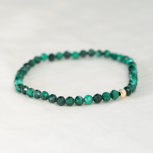 14K GOLD bead Dainty Malachite Bracelet, [EBMP1089] [EBAM1972]Faceted Malachite Bracelet | Malachite 4mm faceted, Malachite stacking