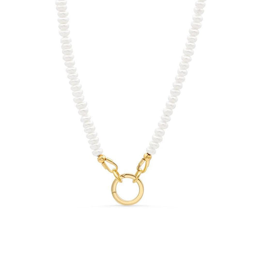 Freshwater Pearl carabiner necklace | Freshwater Pearl necklace | [ENPP1323_dip] Genuine Pearl necklace | Boho freshwater pearl necklace