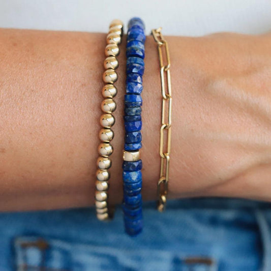 Lapis Lazuli Heishi Bracelet - 14K