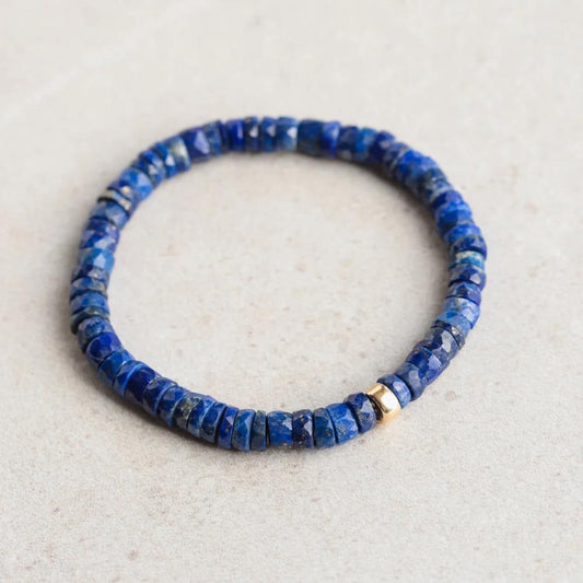 Lapis Lazuli Heishi Bracelet - 14K