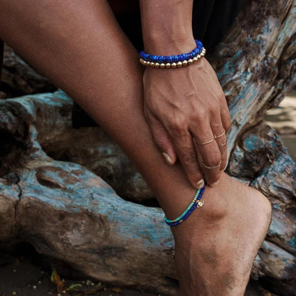 Lapis Lazuli Heishi Bracelet - 14K
