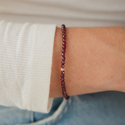 Garnet Bracelet 3mm - 14K