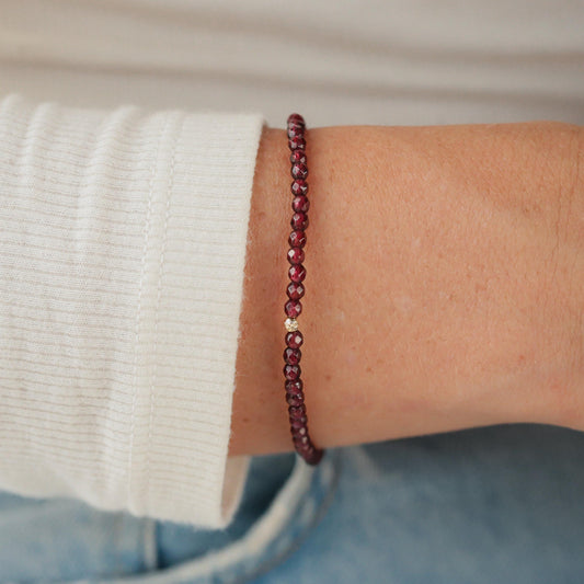 Garnet Bracelet 3mm - 14K