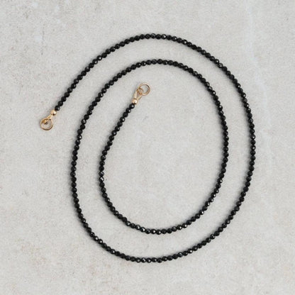 14K GOLD Black Tourmaline Necklace | black Tourmaline choker [ENBM1778] Dainty black beaded gemstone necklace | *BS *G