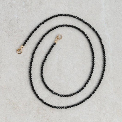 Lore Black Tourmaline Necklace | 14K black Tourmaline choker [ENBM1778] Dainty black beaded gemstone necklace | *BS *G