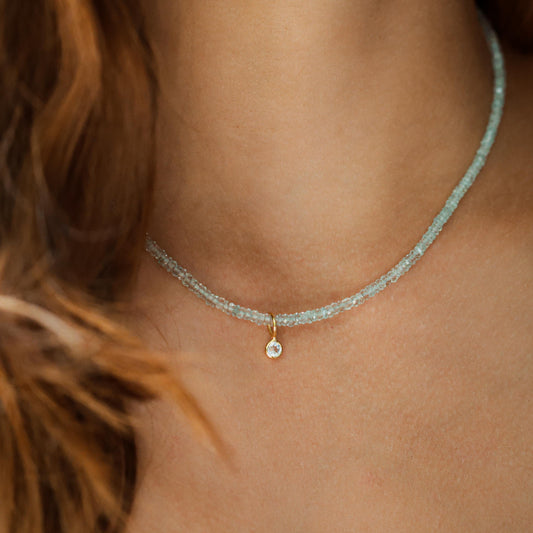 White Topaz Pendant - Gold Vermeil or 14K