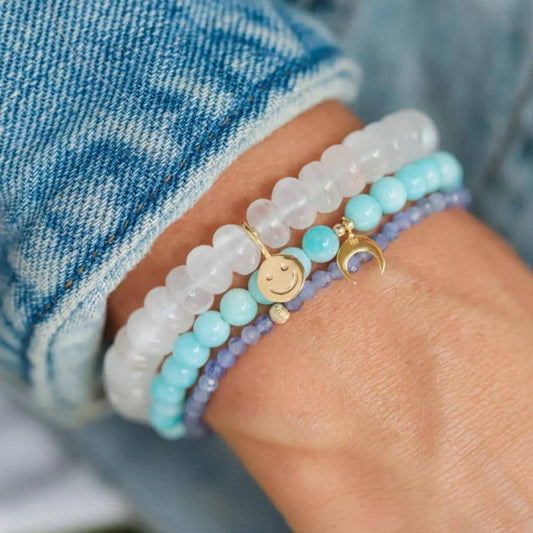 BUNDLE! Tanzanite Bracelet, [EBBB1301] Violet Flame Energy, AAA tanzanite, Peruvian amazonite, selenite | happy face jewelry