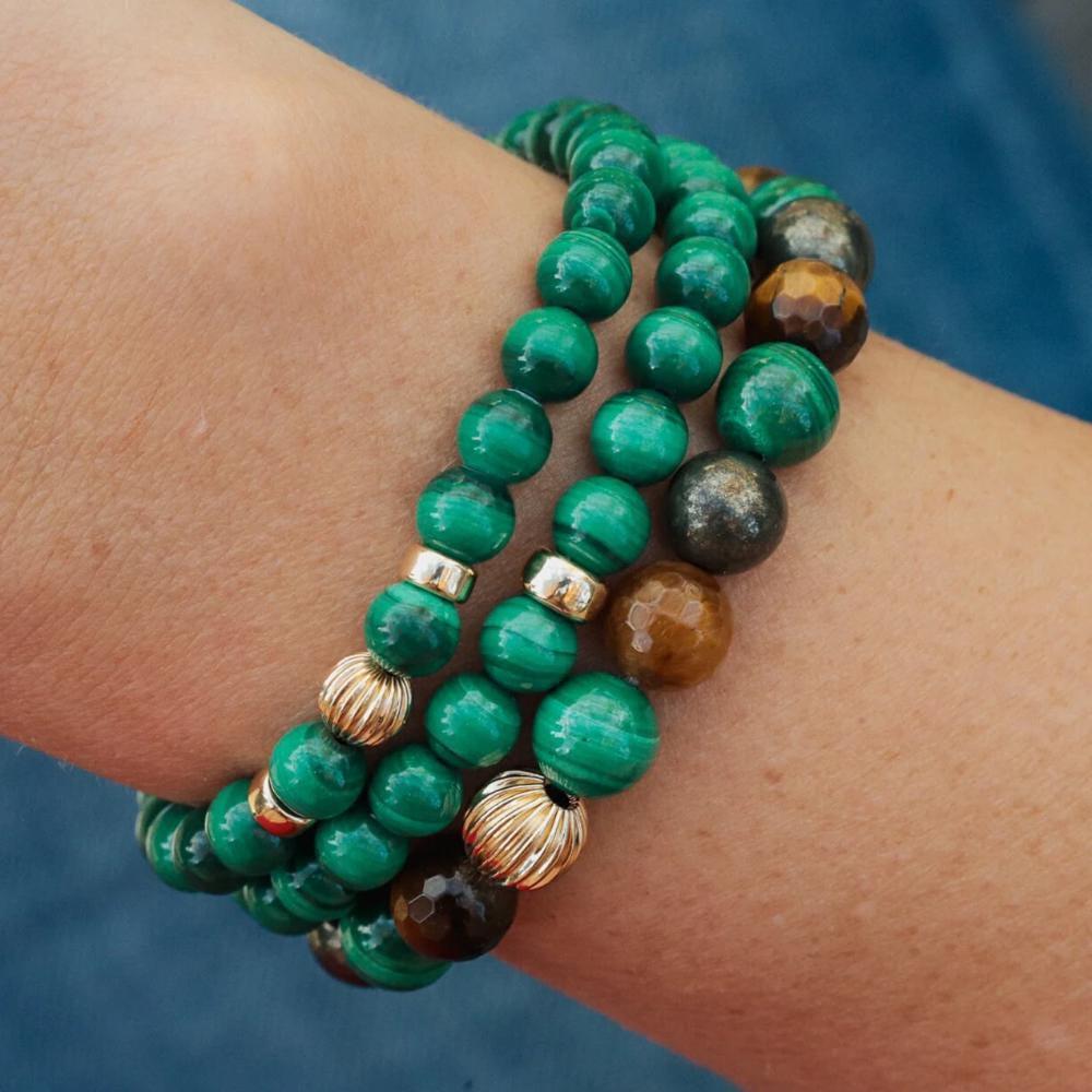 14K SOLD GOLD malachite