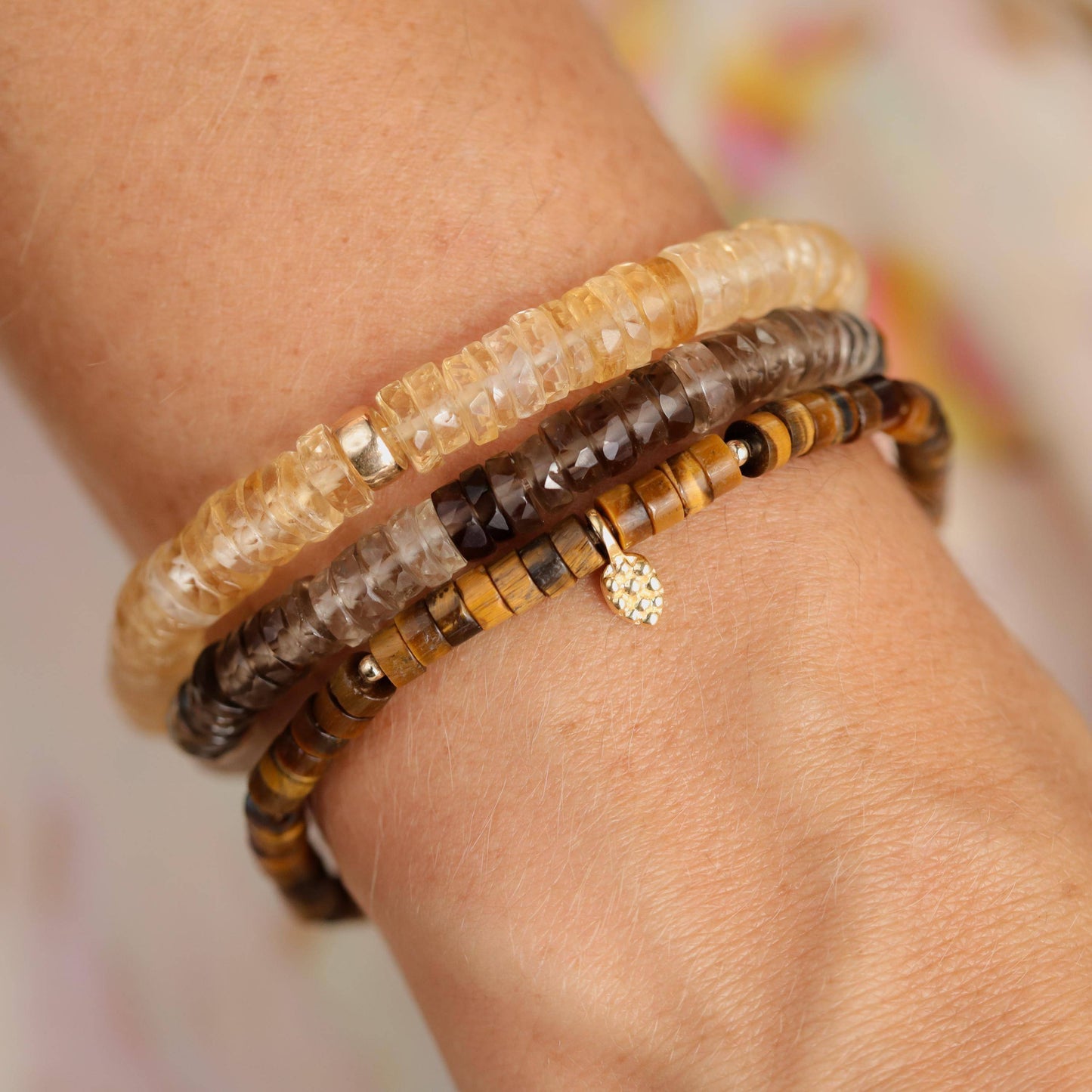 Smoky Quartz Ombré Heishi Bracelet – Grounded, Luminous & Refined