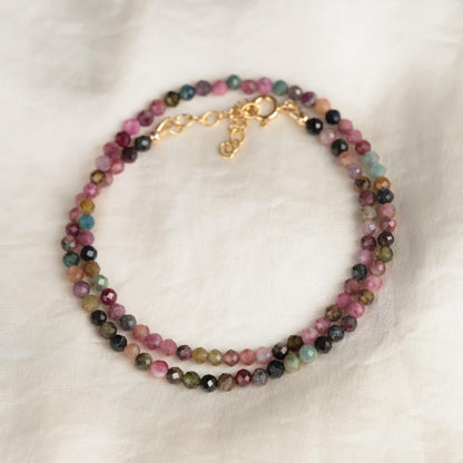 Mixed Tourmaline Beaded Necklace | Watermelon tourmaline necklace [ENMP1304] | Multi color tourmaline jewelry | Tourmaline necklace