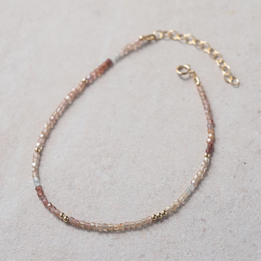 Zircon anklet | Beaded zircon ankle bracelet | [dip] women's gemstone anklet | delicate zircon anklet | gold anklet