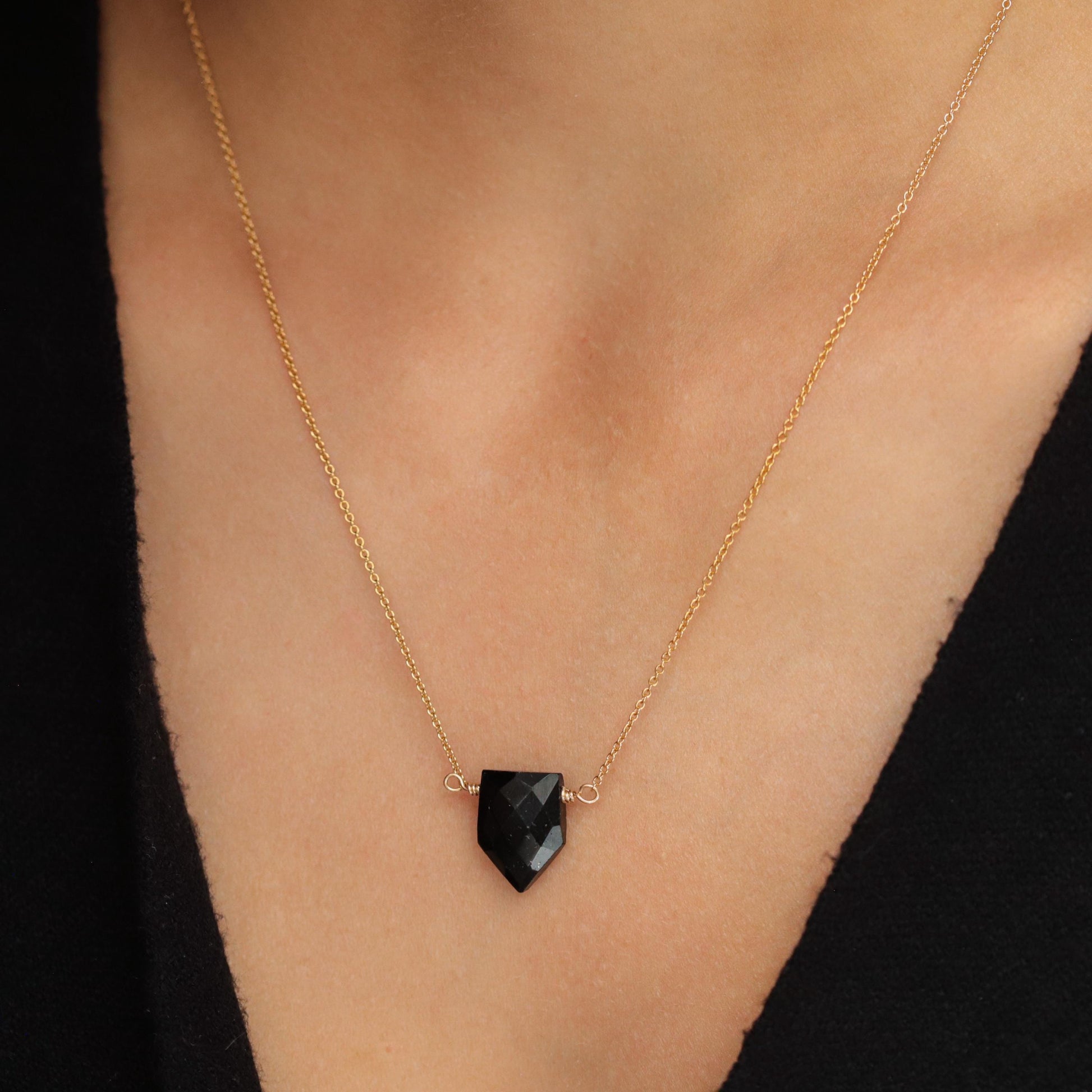 Black tourmaline pendant Necklace, Black tourmaline necklace, [ENBM2005] Genuine Black tourmaline Jewelry, flashy Black tourmaline necklace