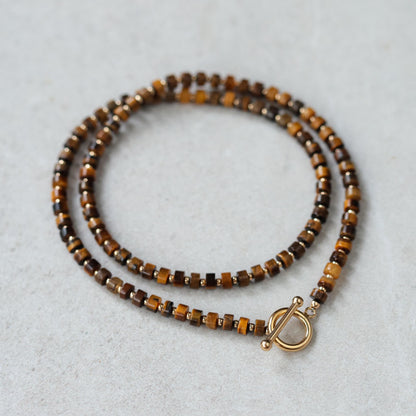 Tiger’s Eye Necklace – 14K Gold Filled Toggle Clasp