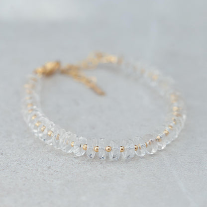 AAAA+ white topaz | white topaz bracelet | 100% genuine white topaz [EBWP1932_dip] | natural white topaz bracelet | white topaz beaded