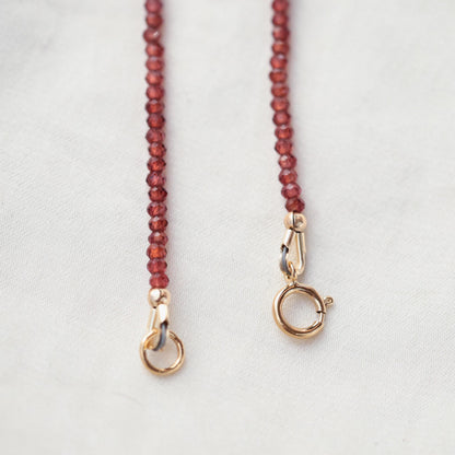 Garnet Necklace | Women's Garnet Choker Necklace | [ENGM1708] Faceted Red Garnet | January birthstone | gold garnet