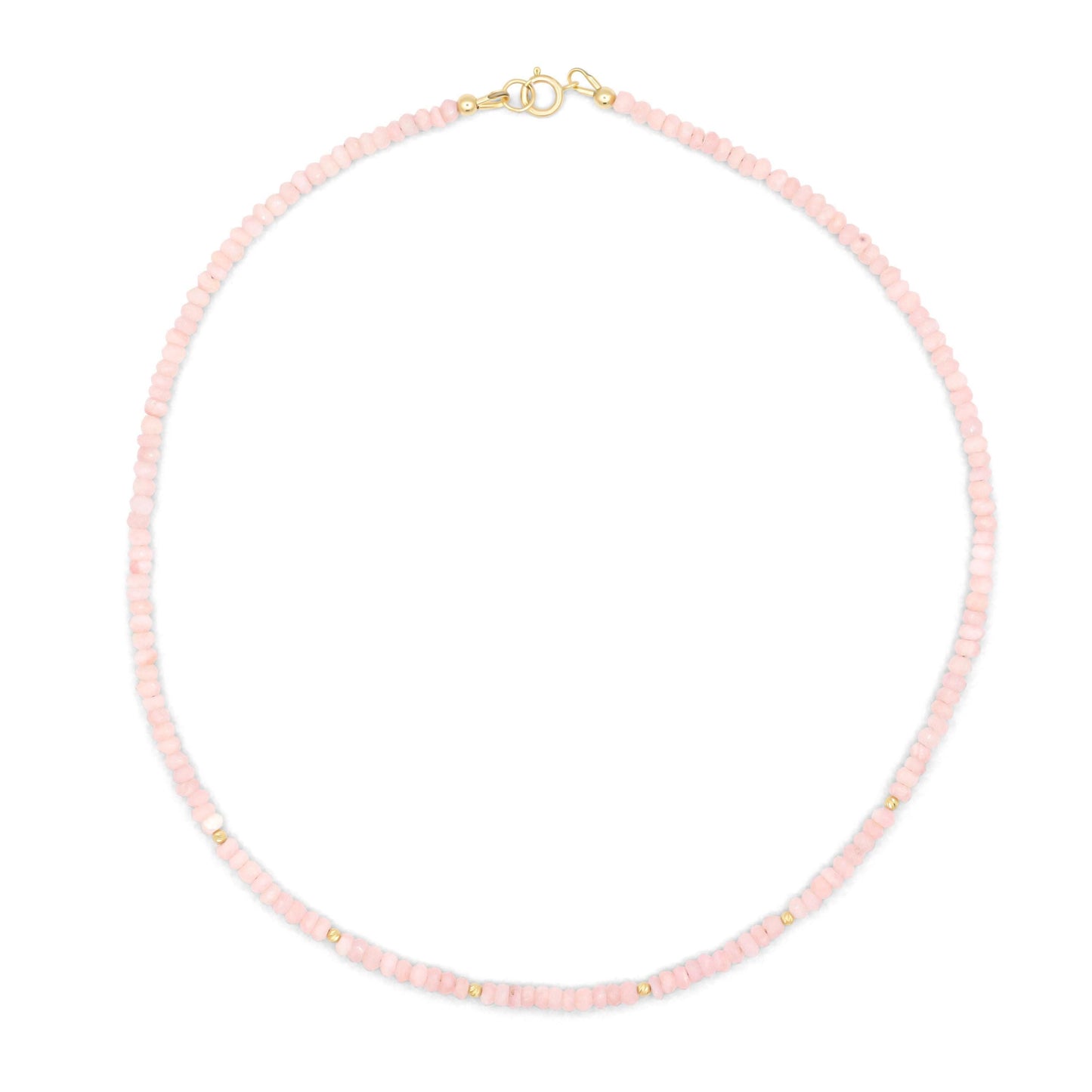 14K Pink opal necklace | 14K Pink opal Necklace | peruvian pink opal necklace [ENPP1530] | beaded pink opal jewelry | pink opal jewelry