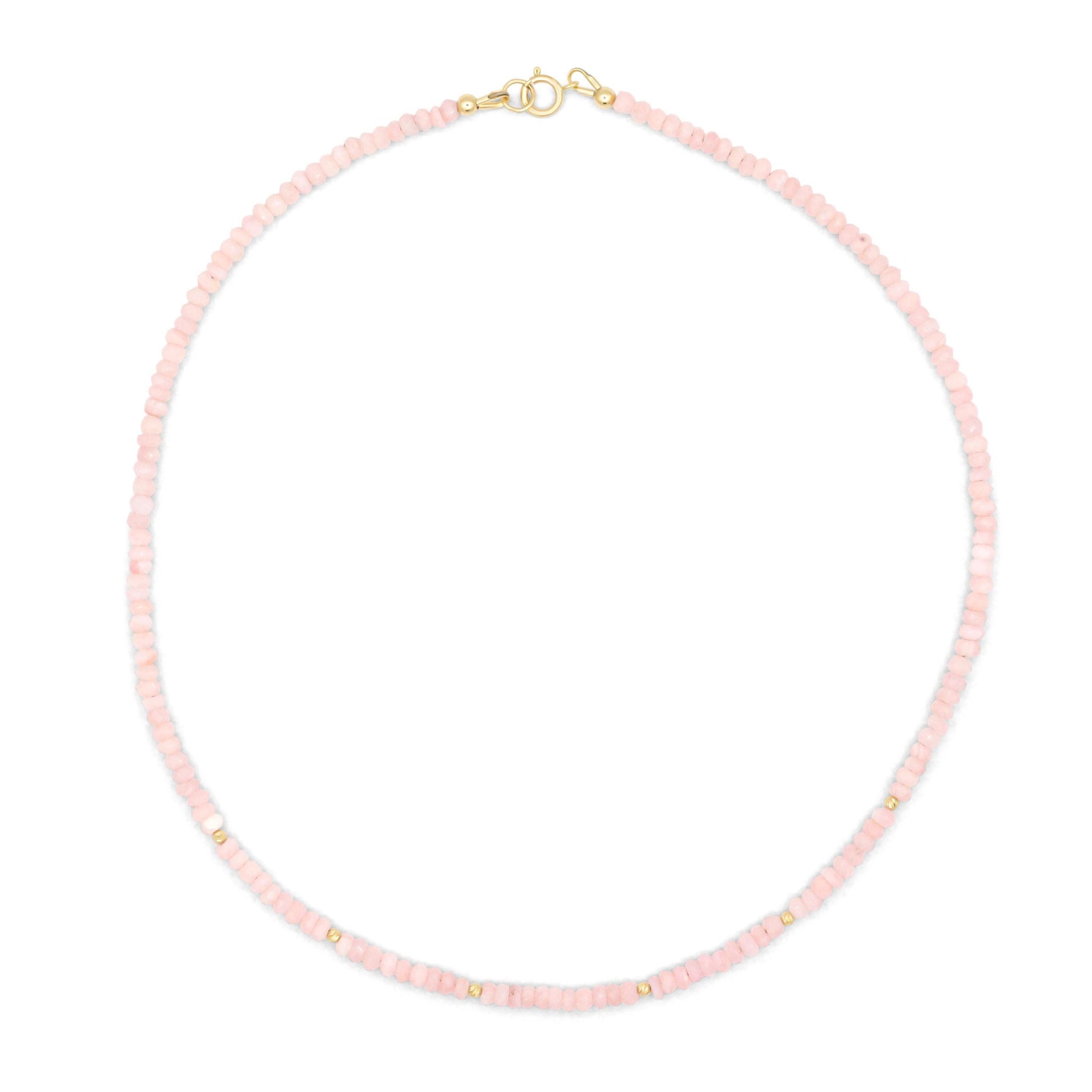 14K Pink opal necklace | 14K Pink opal Necklace | peruvian pink opal necklace [ENPP1530] | beaded pink opal jewelry | pink opal jewelry