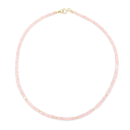 14K Pink opal necklace | 14K Pink opal Necklace | peruvian pink opal necklace [ENPP1530] | beaded pink opal jewelry | pink opal jewelry