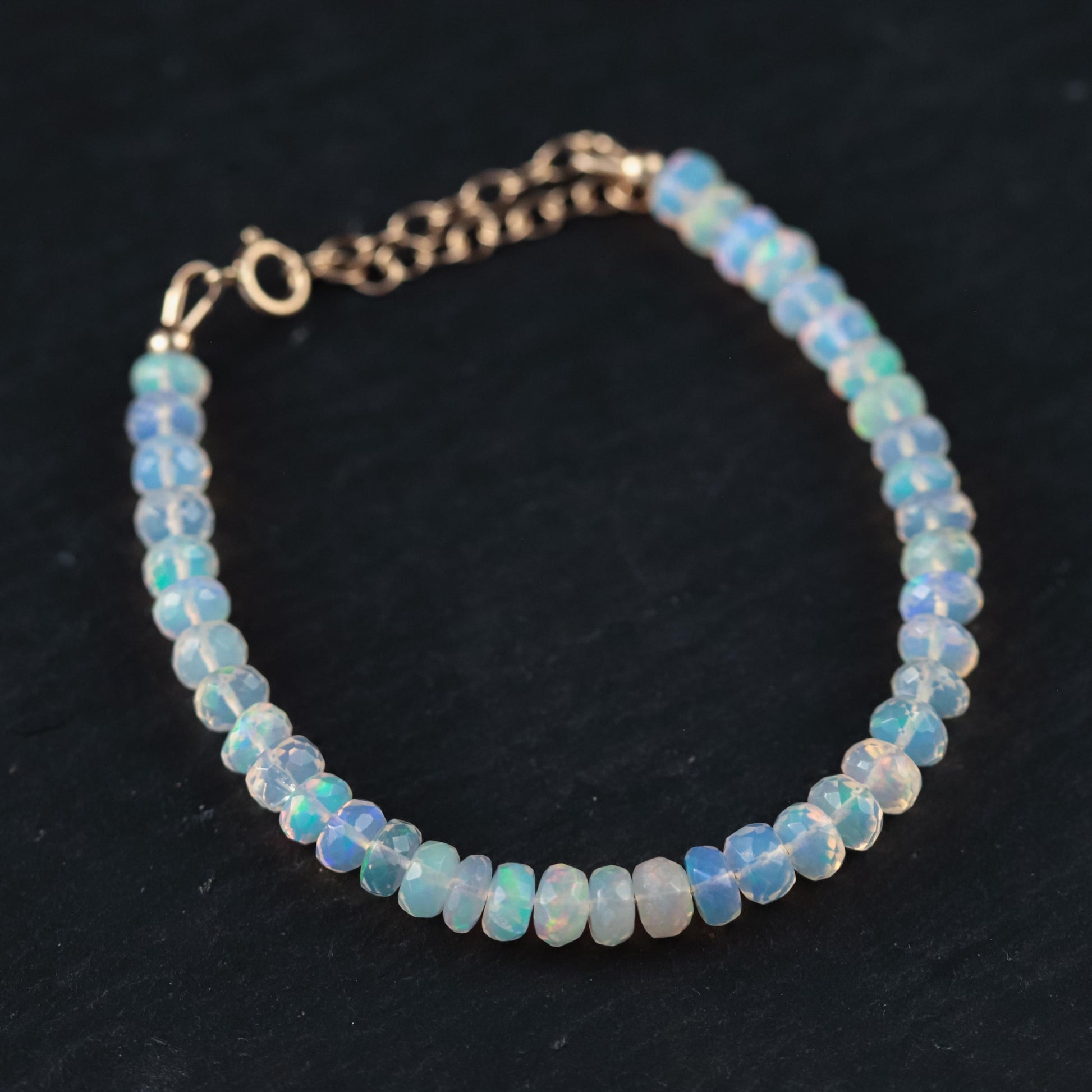 SOLID 14K GOLD Ethiopian Welo Opal Dainty Bracelet. [EBEP1650] Flashy opal bracelet | Gold Filled | AAA Quality Opal Delicate Stacking