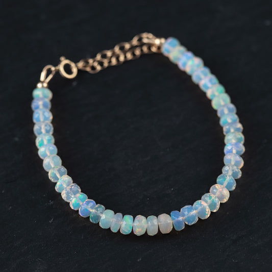 SOLID 14K GOLD Ethiopian Welo Opal Dainty Bracelet. [EBEP1650] Flashy opal bracelet | Gold Filled | AAA Quality Opal Delicate Stacking