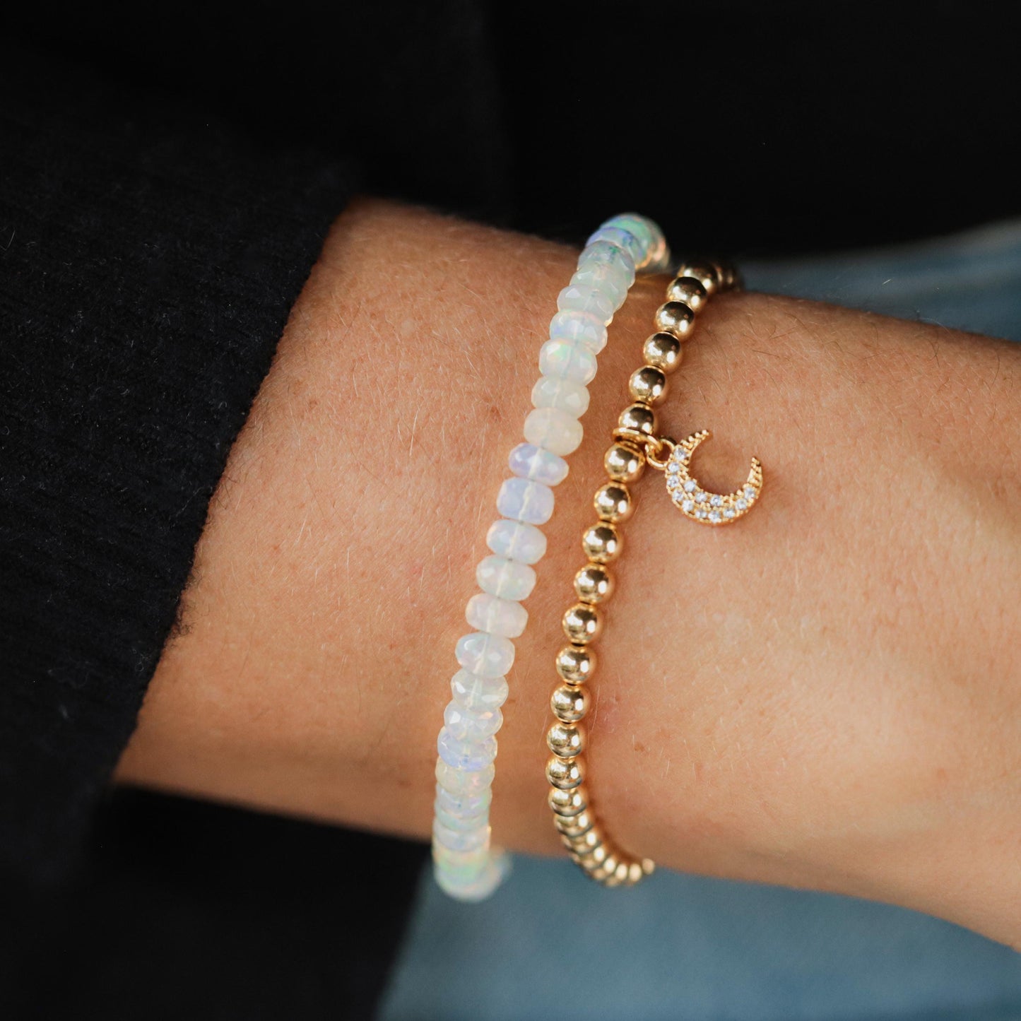 SOLID 14K GOLD Ethiopian Welo Opal Dainty Bracelet. [EBEP1650] Flashy opal bracelet | Gold Filled | AAA Quality Opal Delicate Stacking