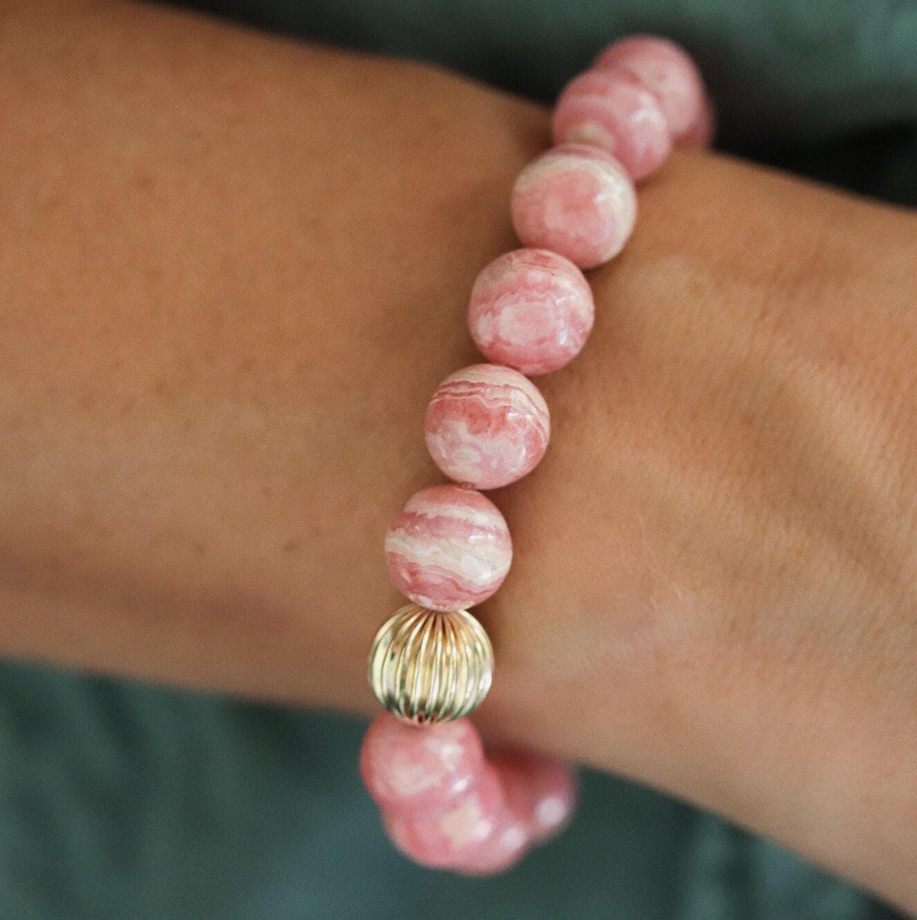 Rhodochrosite 10mm | Women's Rhodochrosite Bracelet | 10mm Rhodochrosite Beaded Bracelet [EBRM1974] Women's genuine stone bracelet