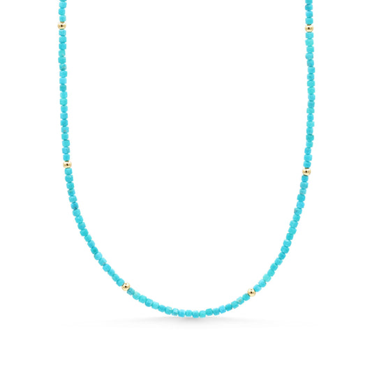 Cube Turquoise Necklace – Solid 14K Gold