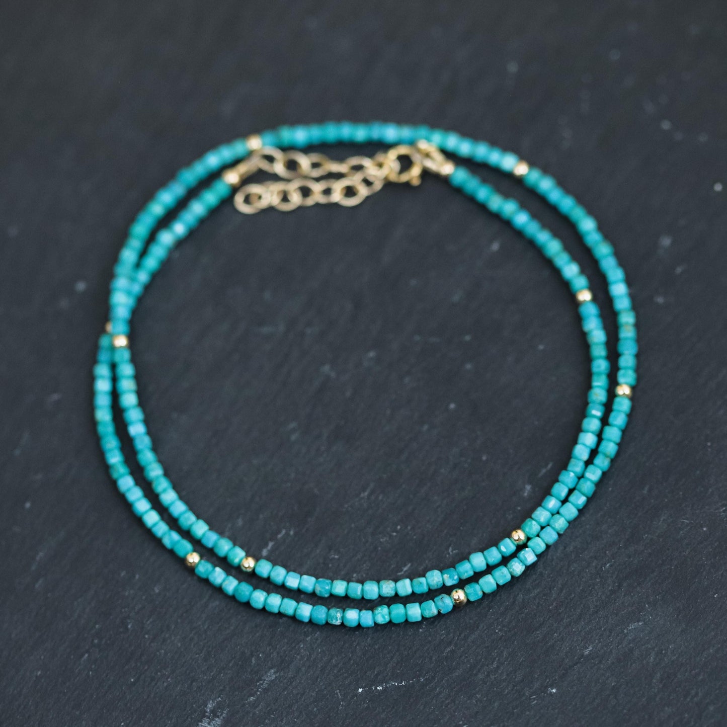 Turquoise beaded necklace | Natural authentic turquoise | [ENTP1567] women's turquoise jewelry | faceted turquoise | minimalist