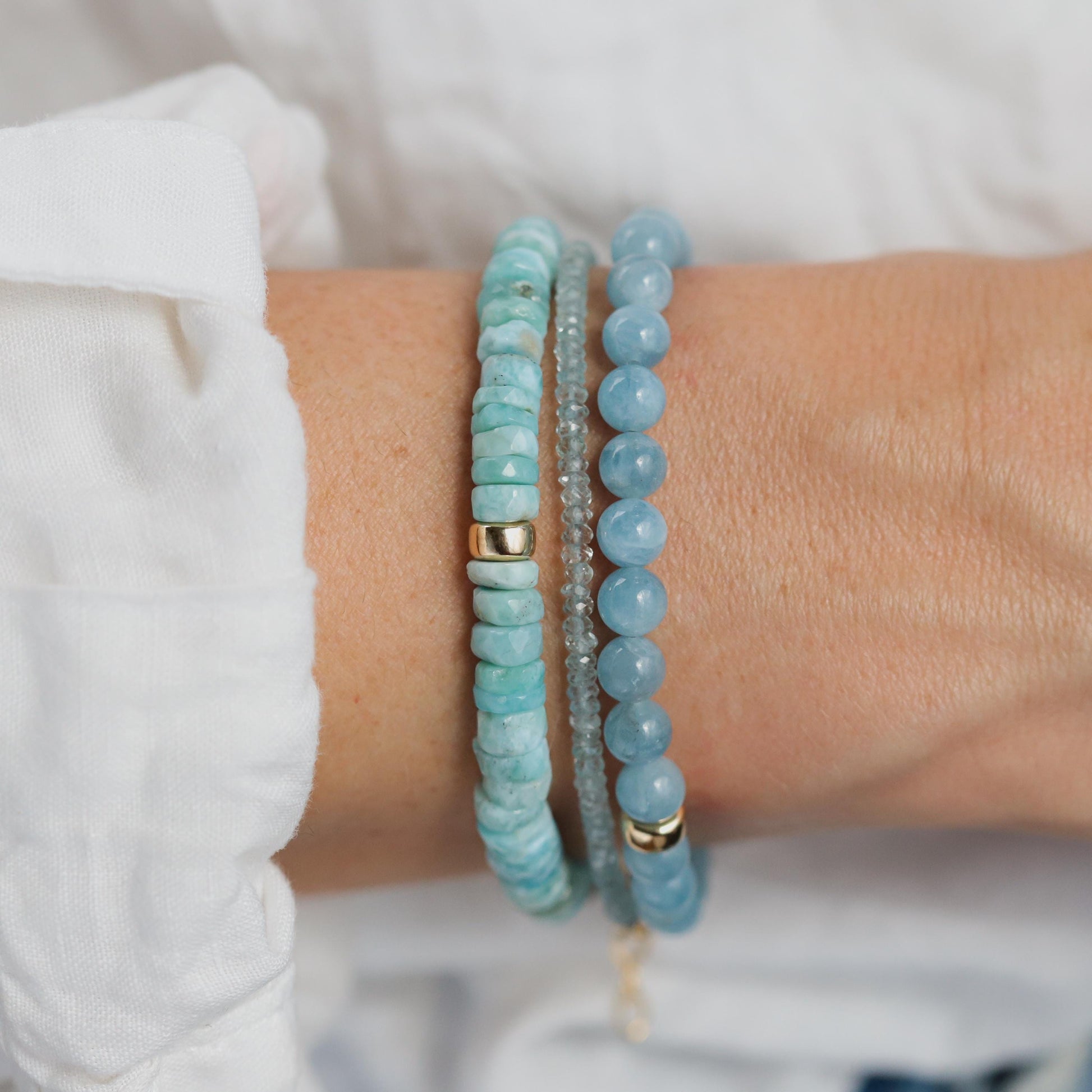 Aquamarine bracelet 6mm | [EBAM1889] March birthstone | AAA Aquamarine bracelet | beaded aquamarine bracelet | aquamarine *BSS