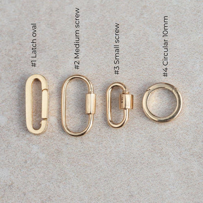 14K REAL Solid Gold Oval Shaped Charm Enhancer [ECGP2006] Connector Chunky Chain Carabiner Lock Screw Clasp Thick Link Necklace Gift