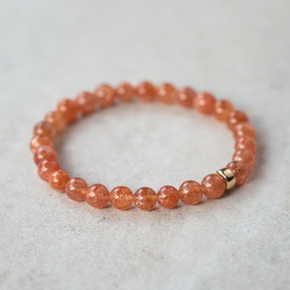 14K GOLD Sunstone Bracelet aaaa+ | Genuine AAA sunstone [EBSM1664] | Healing bracelet depression confidence Bracelet Sunstone