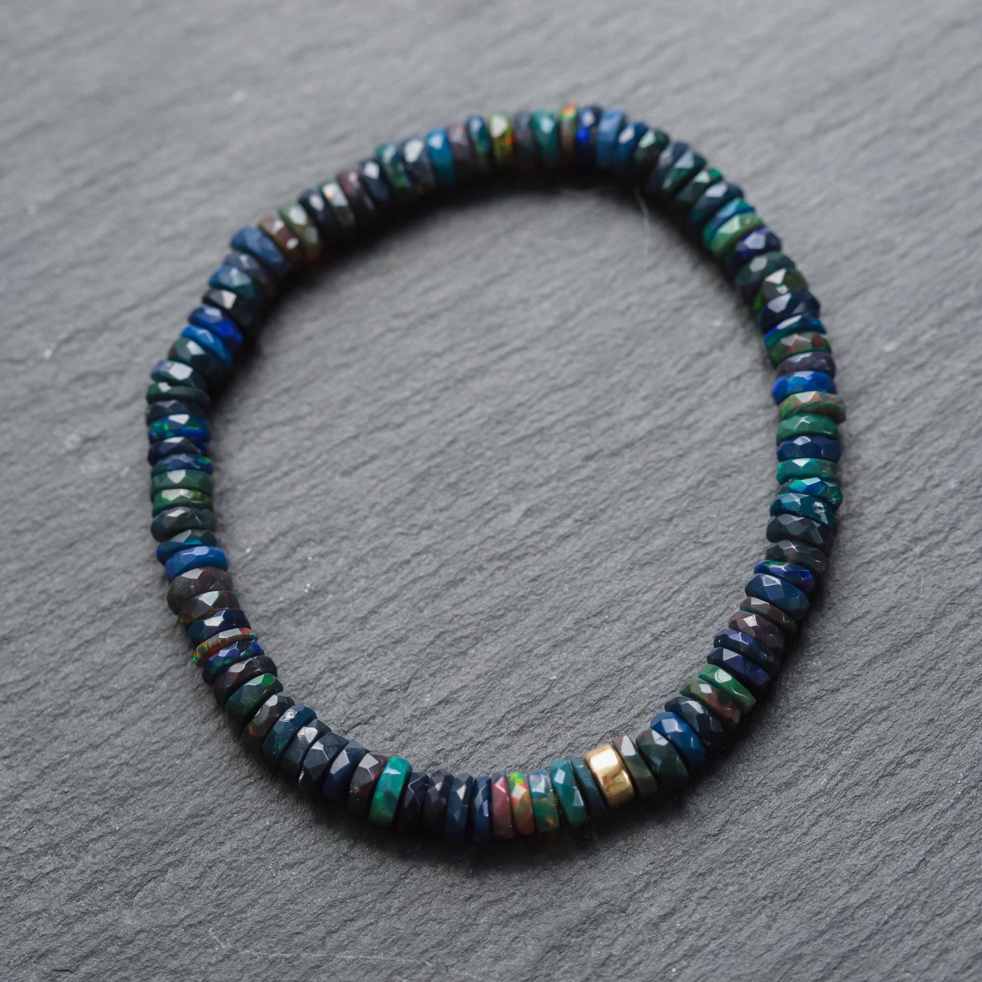 Black Black Ethiopian Opal Stretch Bracelet – Mystical Fire & Effortless Power Bracelet