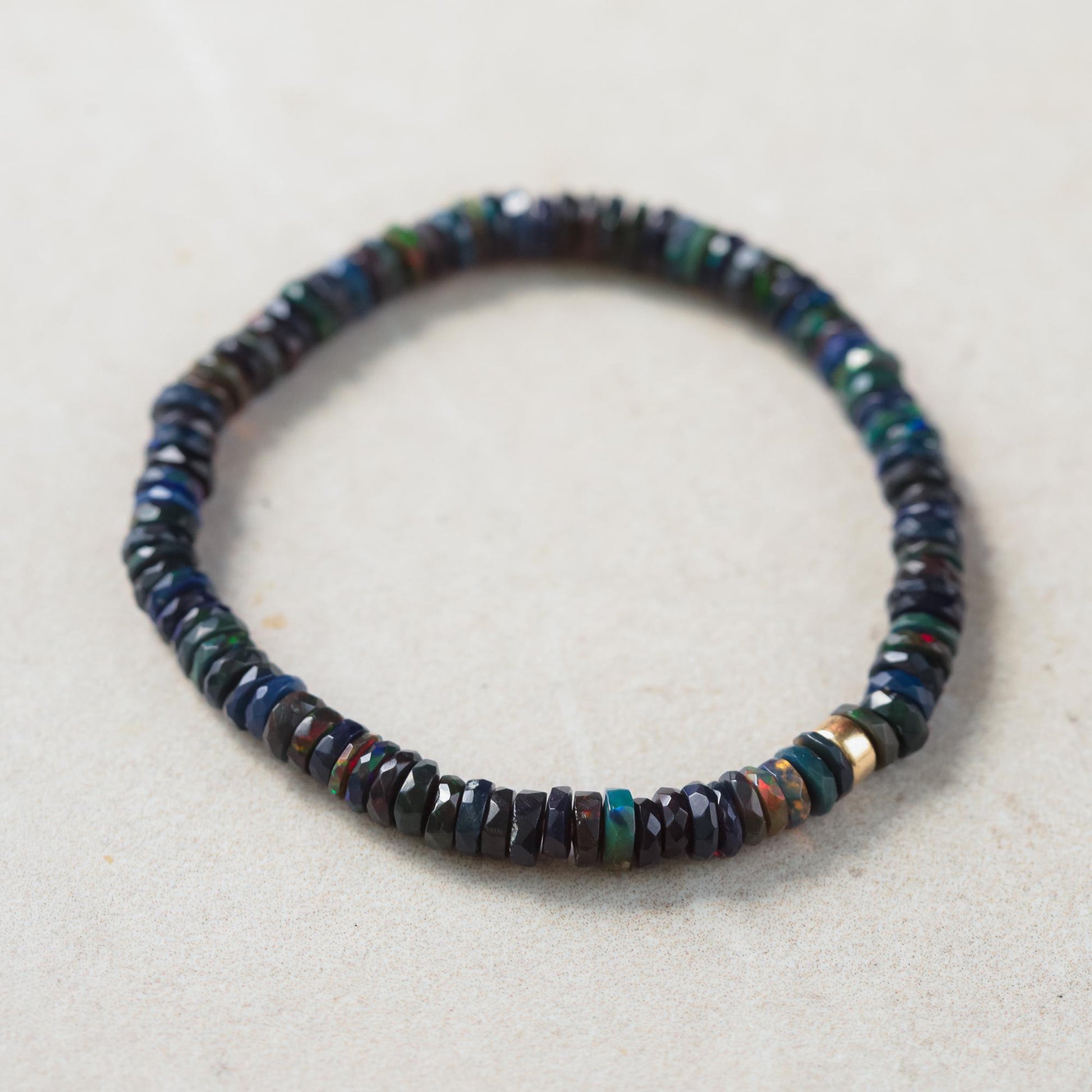 Black Black Ethiopian Opal Stretch Bracelet – Mystical Fire & Effortless Power Bracelet