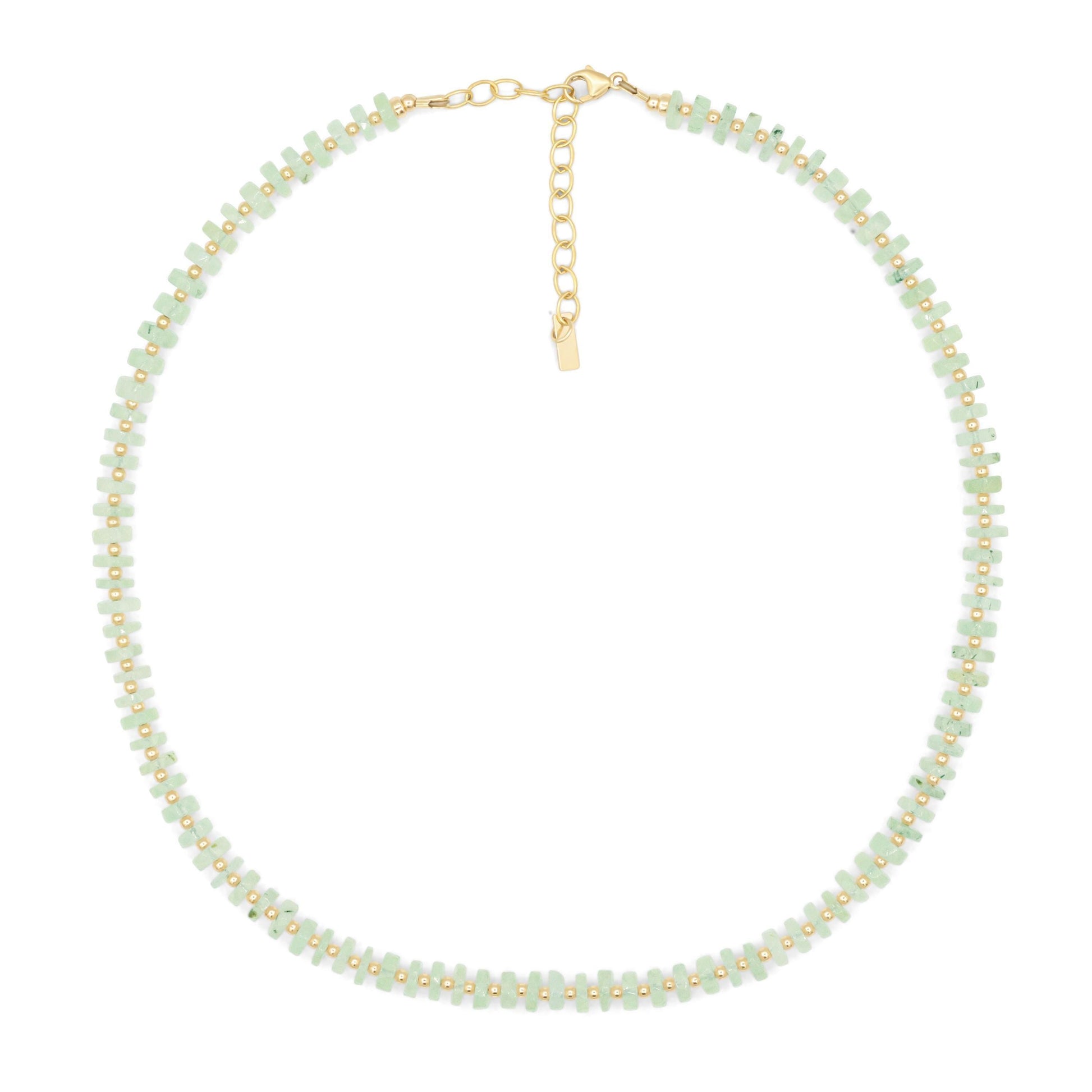 STACK of 3 necklaces | 100% genuine prehnite beaded necklace | [ENPP1489] dainty beaded prehnite necklace | AAAA prehnite jewelry | prehnite