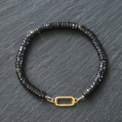 Black Spinel Bracelet, Minimalist Bracelet [EBSM1284], Black Bracelet, Bracelet Spinelle Noir, Gemstone Stacking Bracelet, Black