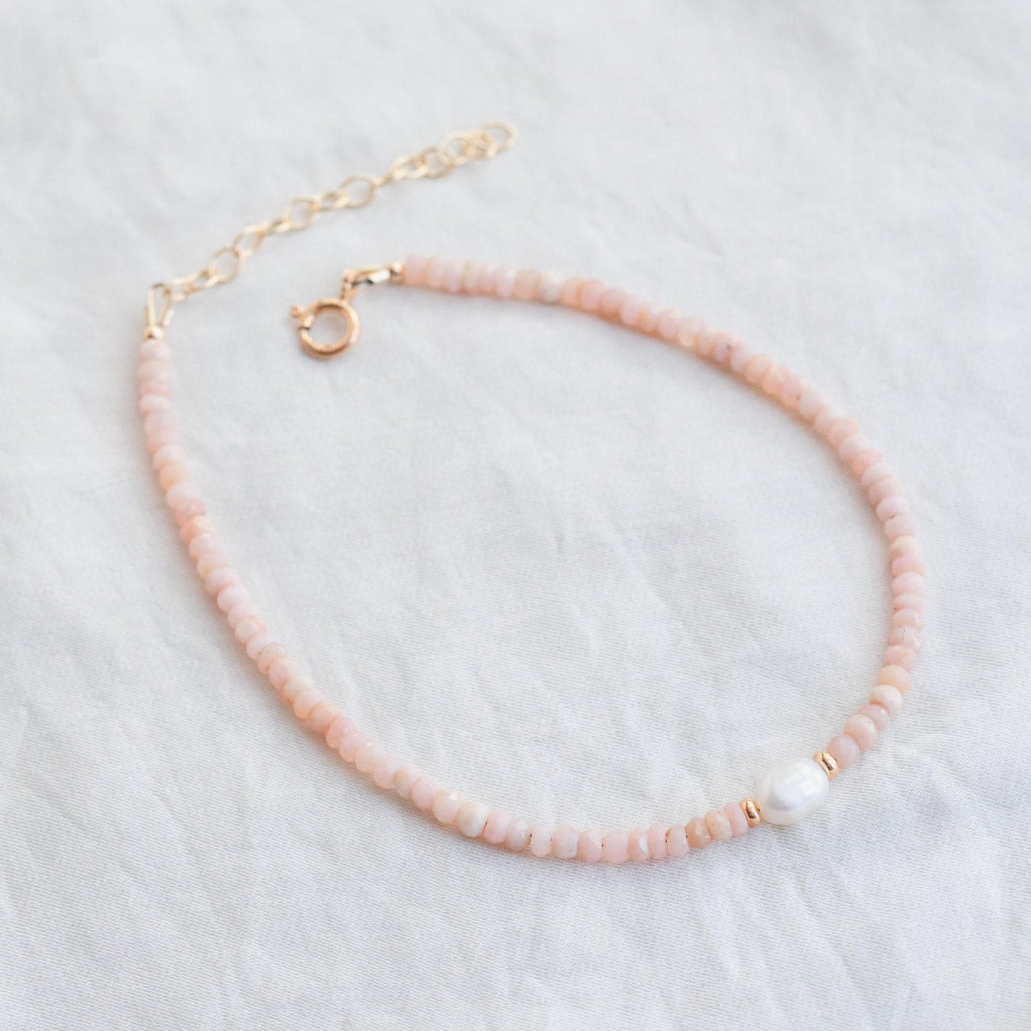 Pink opal anklet