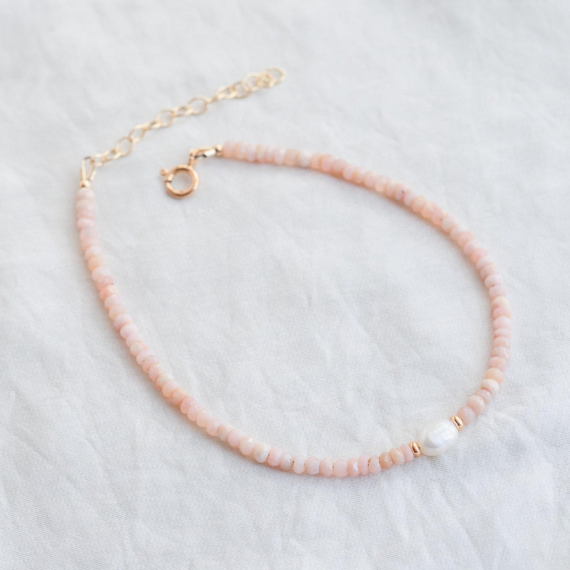 Pink opal anklet
