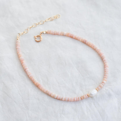 Pink opal anklet