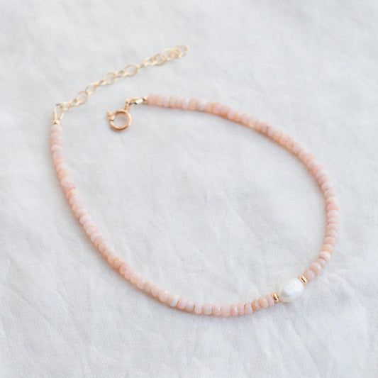Pink opal anklet