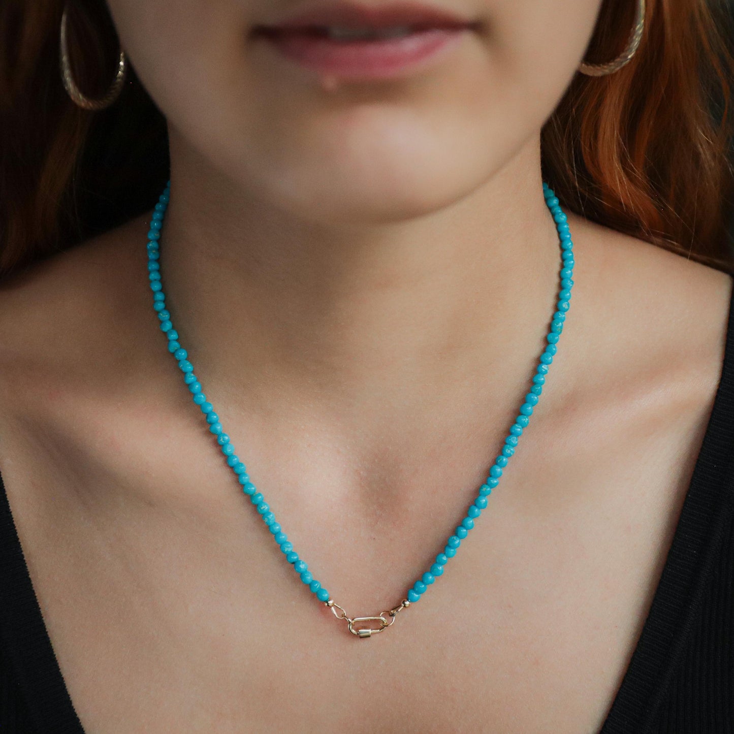 14K GOLD Sleeping Beauty, Turquoise nugget necklace, Arizona Beaded Turquoise Necklace [ENSM1510], Sleeping Beauty Turquoise Beaded Necklace