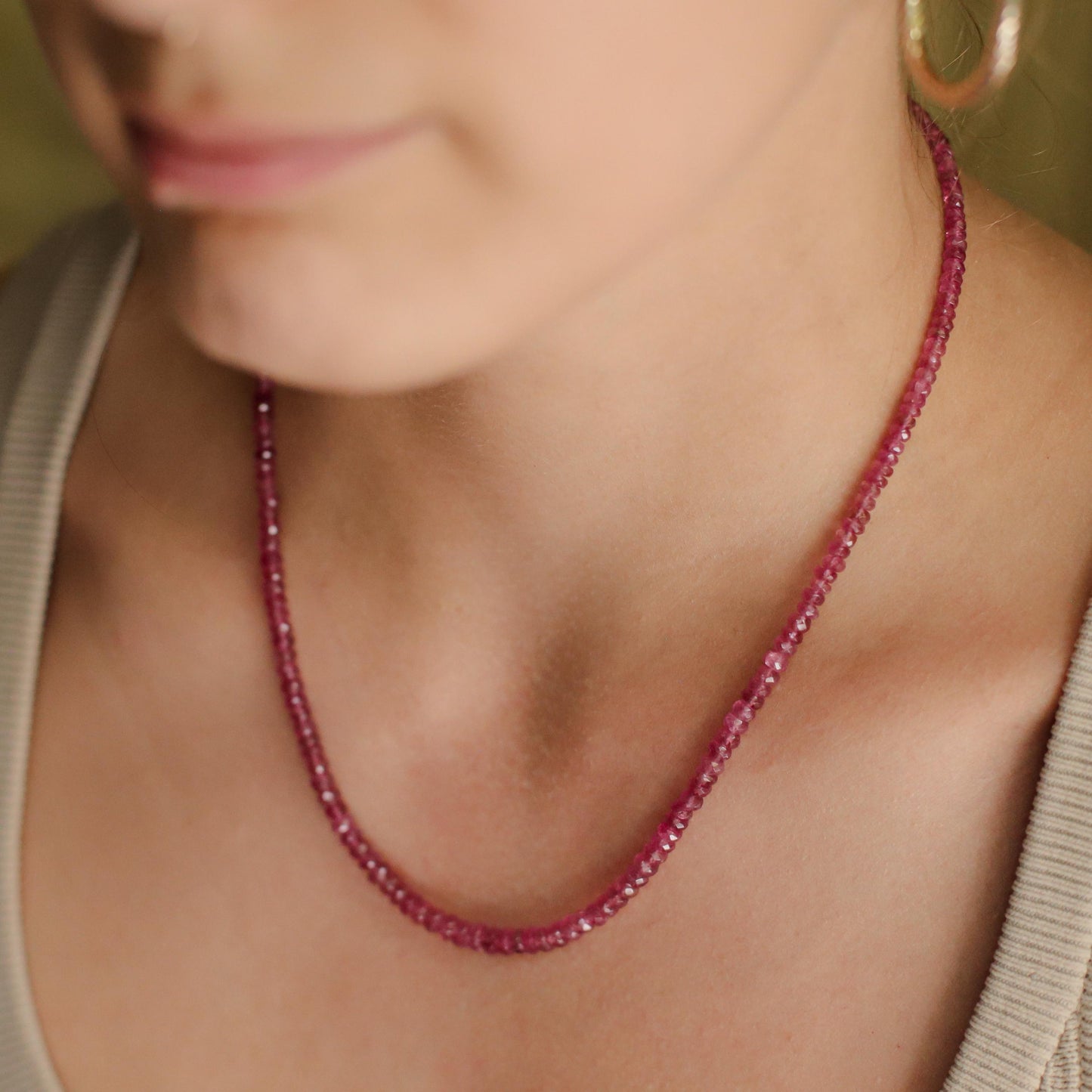 AAAA+ Pink Tourmaline Necklace | AAAA+ Pink Tourmaline necklace | [ENPM2060] Pink gemstone necklace | pink tourmaline necklace