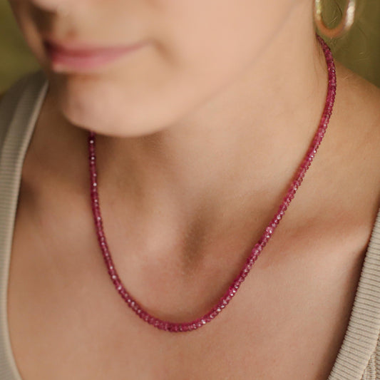 AAAA+ Pink Tourmaline Necklace | AAAA+ Pink Tourmaline necklace | [ENPM2060] Pink gemstone necklace | pink tourmaline necklace