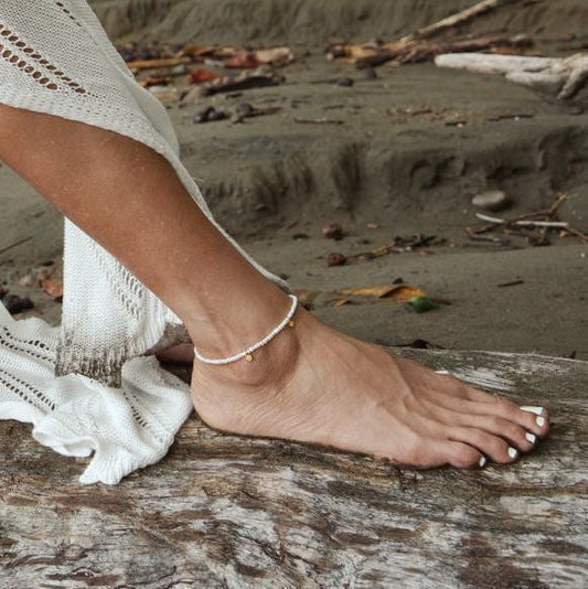 Fresh Water Pearl Anklet | Beaded anklet bracelet gold filled | women's beaded ankle bracelet [EAPP1276] | peal jewelry | pearl anklet W