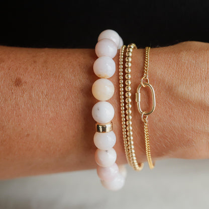 14k GOLD pink Opal Bracelet, Pink opal beaded bracelet | Soft Pink Beads | [EBPM1999] Peruvian pink opal bracelet, Pink Opal 10mm