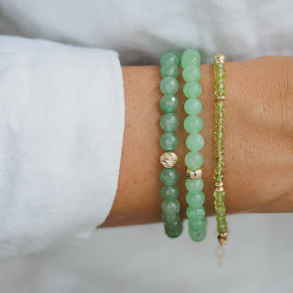 Lime Light Chrysoprase bracelet featuring vibrant green stones set in a stylish design by Earthly Abundance.